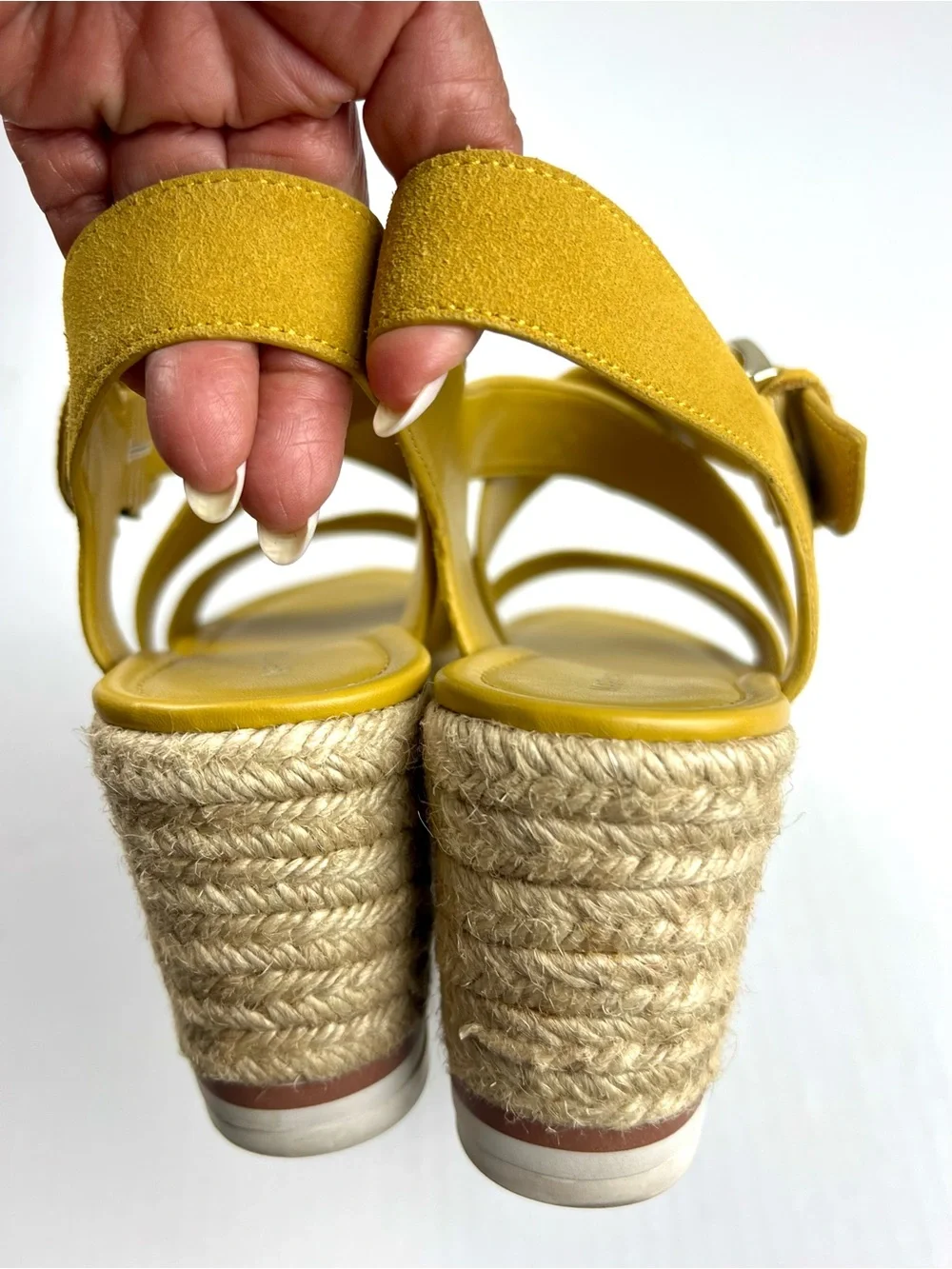 Marc Fisher MF Zain Leather-Suede Espadrille Wedge Sandals